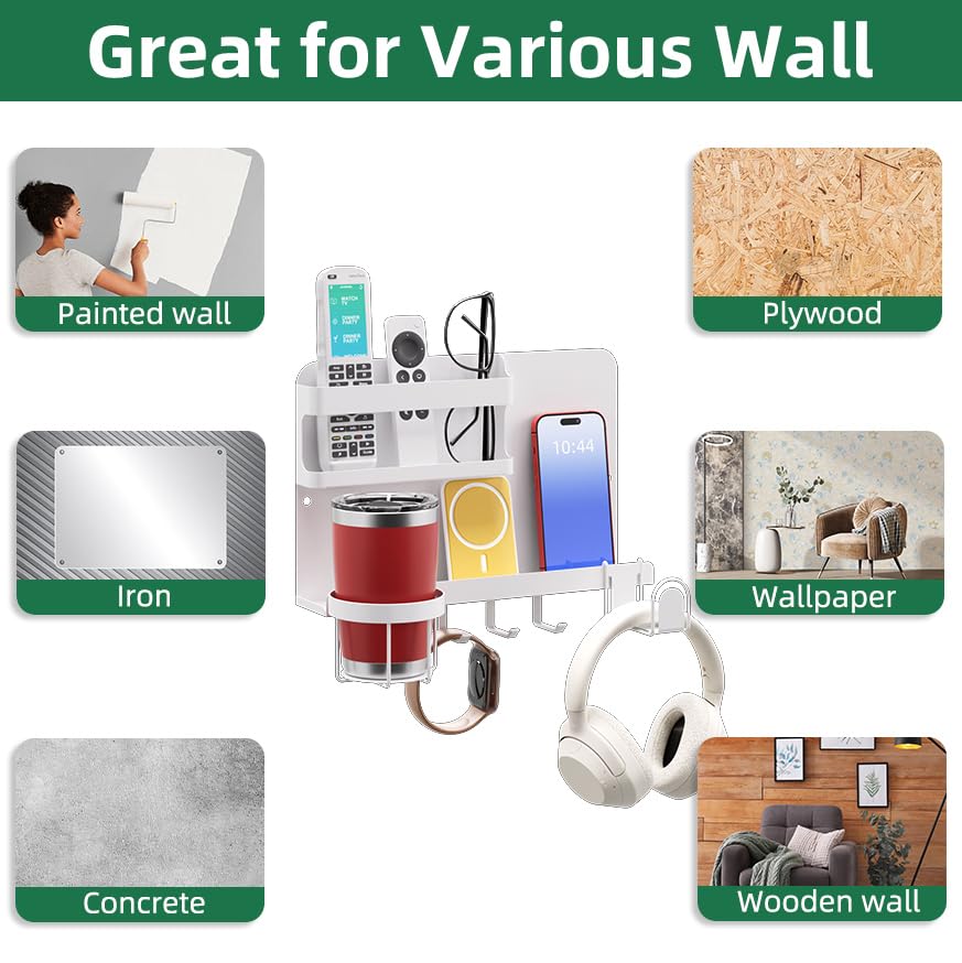 Metal Bedside Wall Shelf, No Drill Floating Bedside Shelf Wall - Image 6