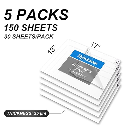 17" x 13" Transparent Sticky Mat Tacky Pads Adhesive Floor Mat (5 Packs,150 Sheets,30 Sheets/Pack） for Cleanroom Laboratory Hospital Construction Pets Home Indoor Gymnasium and Workshop