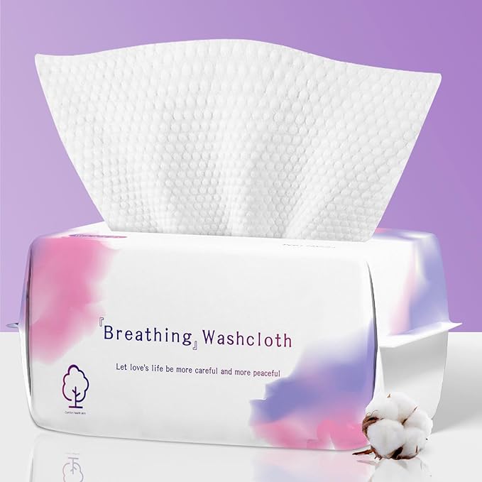 Disposable Face Towel 100 Count, Soft Cotton Face Towels, Dry Wipes Facial Cloths Towelettes for Washing and Drying, Lint Free Facial Tissue for Skincare, Makeup Remover and Cleansing