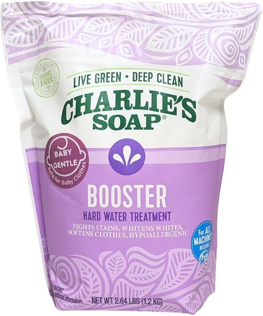 Charlie's Soap Booster & Hard Water Treatment Baby Gentle 2.64 LBS Natural Powdered Water Softener and Laundry Booster – Safe and Effective