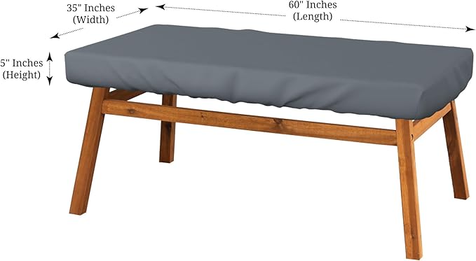 Covers & All Rectangle Table Top Cover, 12 Oz Waterproof UV & Weather Resistant Patio Table Cover, Outdoor Table Cover for Patio Furniture (60" L x 35" W x 5" H, Gray)