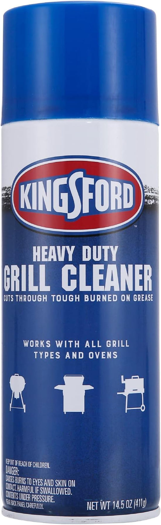 Kingsford Heavy Duty Foaming Grill Cleaner Spray, BBQ Degreaser for Charcoal & Gas Grills, Cuts Grease, Burnt-On Food & Grime, Easy Spray-On Foam for Grill Grates & Surfaces, Aerosol Can, 14.5 Oz