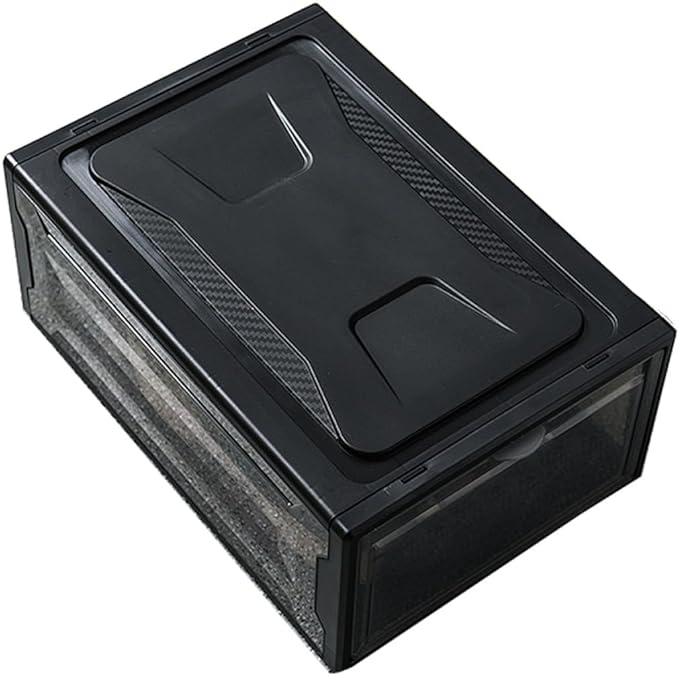 ABOOFAN Stackable Sneaker Shoe Box with Black Secure Closure Practical Display Shoes Organizer Container for Men and Women