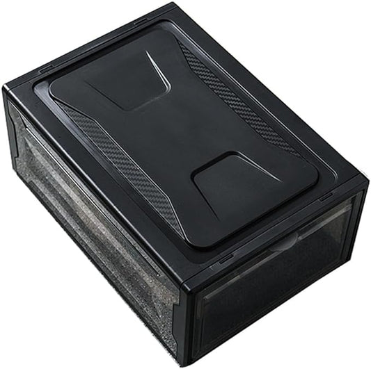 ABOOFAN Stackable Sneaker Shoe Box with Black Secure Closure Practical Display Shoes Organizer Container for Men and Women