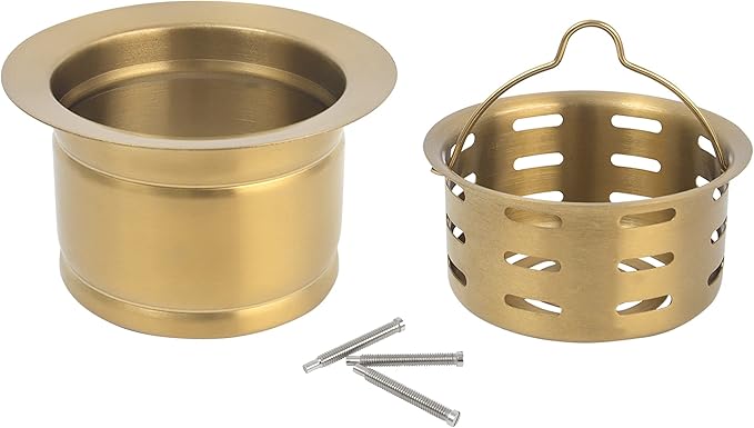 LQS Gold Extended Sink Flange with Deep Basket Strainer, Deep Garbage Disposal Sink Flange for Kitchen Sink, Fit for 3-1/2 Inch Standard Sinks Drain Hole