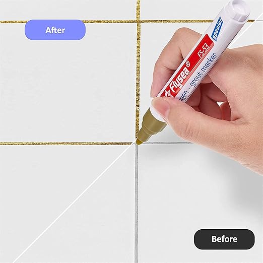 5 Pieces Grout Tile Pen Repair Pen,Renew Tile Lines, Restoring Tile Wall Floor Bathrooms and Kitchen(Gold)