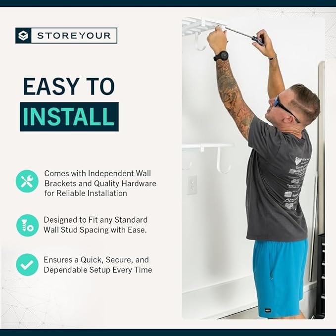 StoreYourBoard Heavy Duty Garage Shelf Wall Mount 1ft x 4ft – Wall-Mounted Shelving for Storage & Organization – Heavy Duty Garage Shelves for Tools, Bins, & Equipment – Holds 200 lbs - White