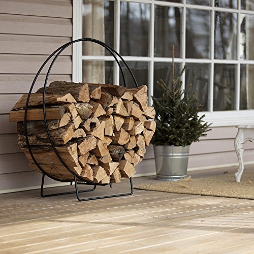 UniFlame Firewood Log Hoop Rack with 1/2" Solid Stock, Black - Image 3