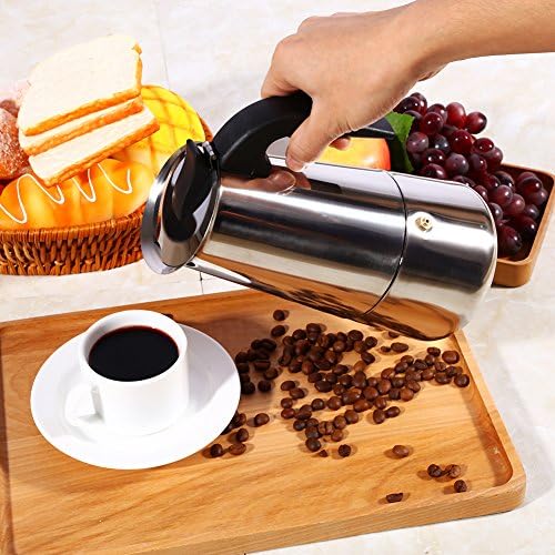 Yosoo Coffee Maker, Stainless Steel Coffee Pot Stovetop Latte Maker Percolator Stove Top Filter Coffee Maker Pot Easy Clean (450ML 9 Cup)