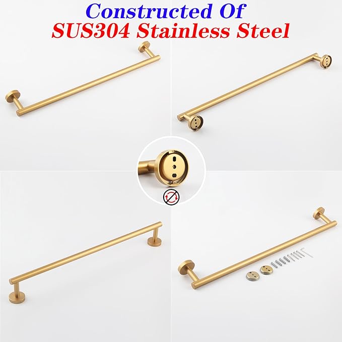 Bathroom Towel Bar — 24" Gold Stainless Steel