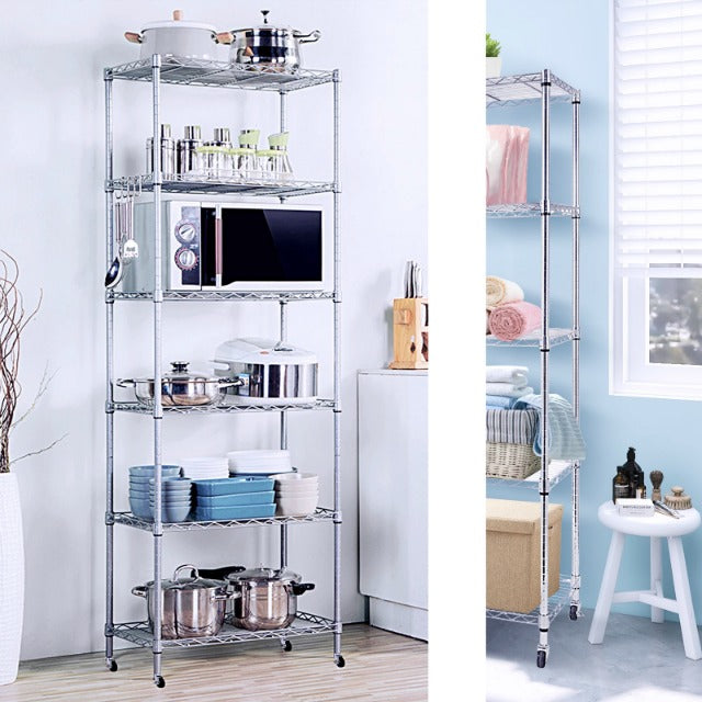 5 Tier Wire Shelving Unit With Wheels, Adjustable Narrow Metal - Image 8
