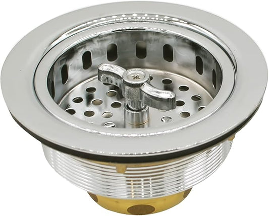 Westbrass R213-05 Wing Nut Style Large Kitchen Basket Strainer, Polished Nickel