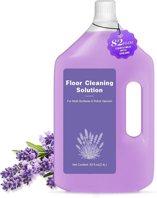 82 FL OZ/2.4 L Lavender Scented Floor Cleaning Solution Compatible with Dreame Cleaning Solution, Low Foam & No Residue, Floor Cleaner for All Robot Vacuum and Wireless Wet Dry Vacuum Cleaners