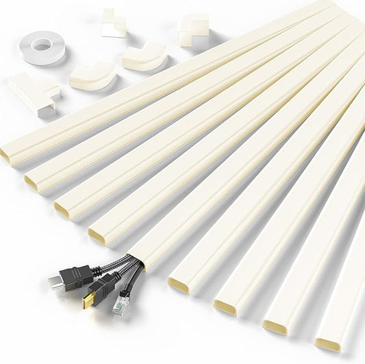 Delamu Cord Hider, 142in Cable Hider, Cord Covers for 2-3 Wires on Wall, Wire Covers for Cords, Wire Hiders for TV on Wall, Easier Setup Cable Cover Cable Management, W0.94 H0.47in, Beige