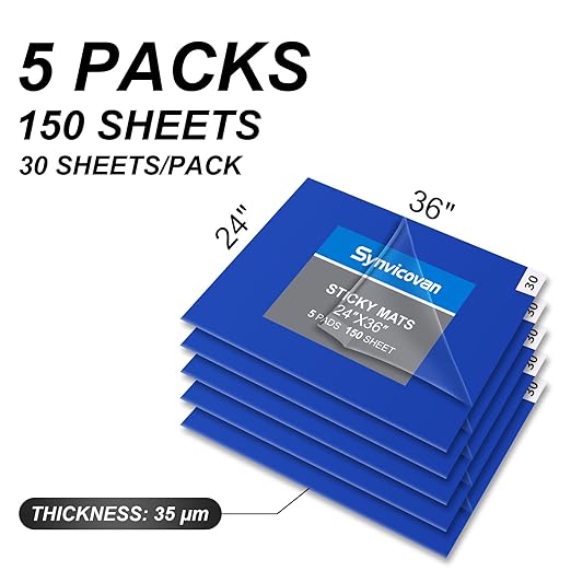 24" x 36" Blue Sticky Mat Tacky Pads Adhesive Floor Mat (5 Packs,150 Sheets,30 Sheets/Pack for Cleanroom Laboratory Hospital Construction Pets Home and Gymnasium