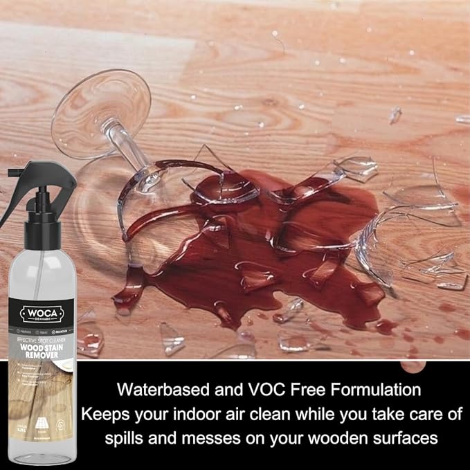 WOCA Denmark Wood Stain Remover – Water-Based Cleaner for Indoor Wood Furniture, Cabinets, Floors & Butcher Block, 250ml