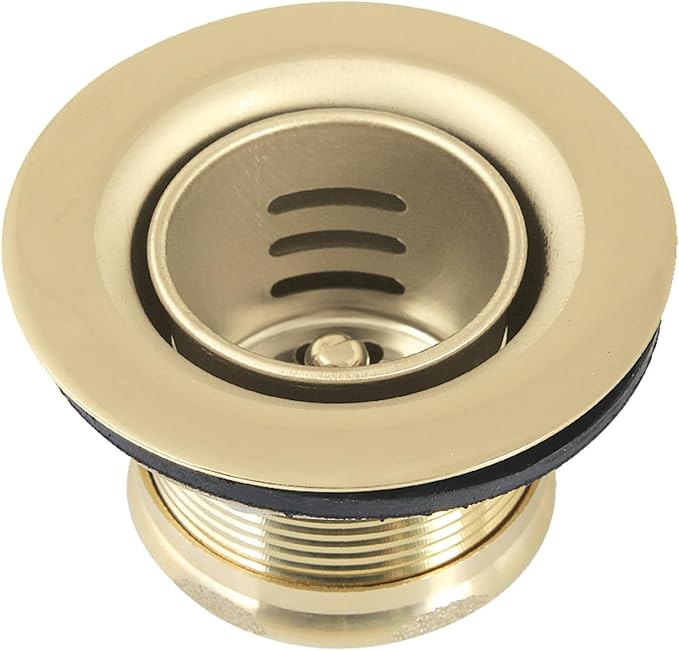 Kingston Brass K451BPB Portland Stainless Steel Bar Sink Basket Strainer, Polished Brass