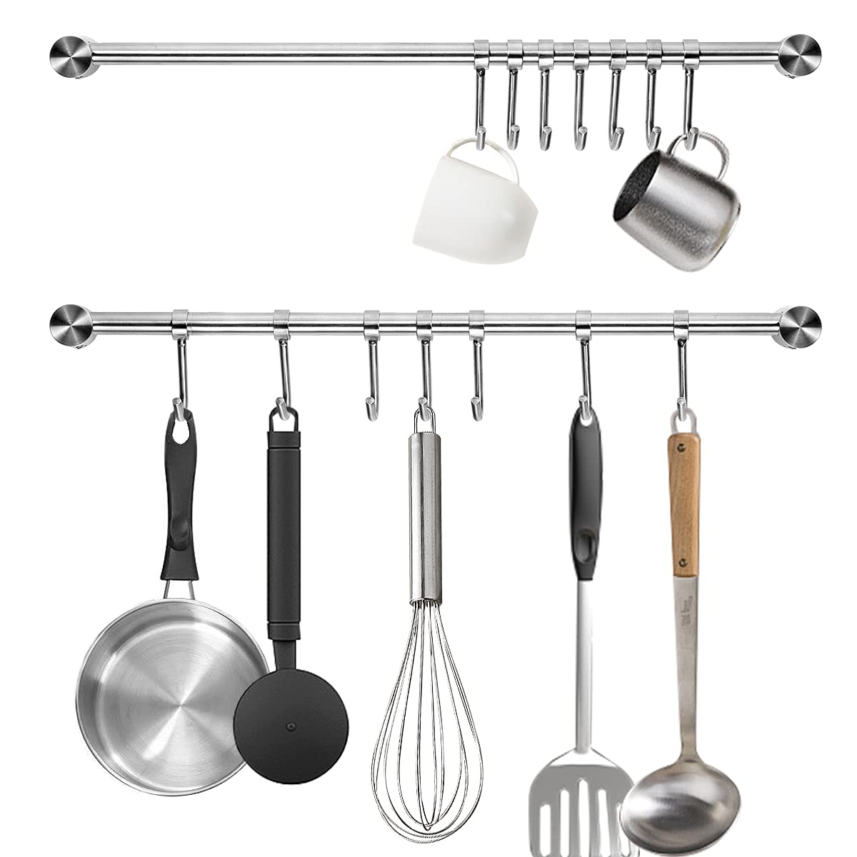 Audmore Kitchen Utensil Rack 2PCS, 15.6” Pot & Pan Hanging - Image 1