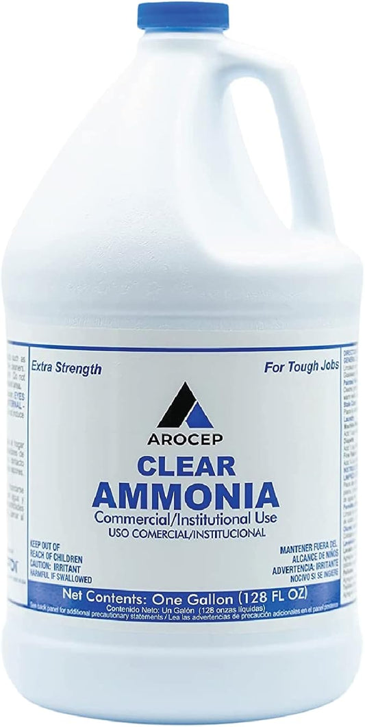 Clear Ammonia Cleaner Liquid, 1 Gallon, Multipurpose, Multi-Surface Cleaning Solution Removes Grease, Hard Water Stains, and Odors, Kitchen and Bathroom Use