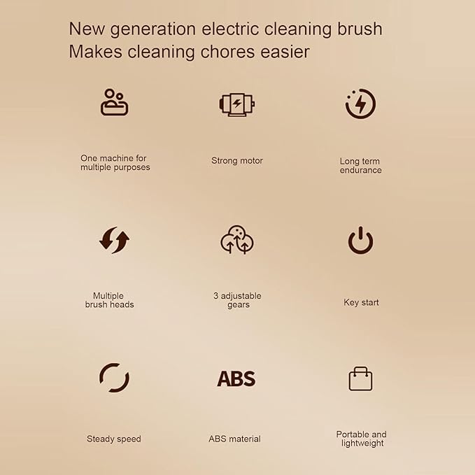 Zunate Electric Spin Scrubber, 7 in 1 Electric Scrubber, IPX7 Water Proof, 3 Speed Adjustable, Cordless Cleaning Brush Extension Handle 7 Replaceable Heads for Bathroom