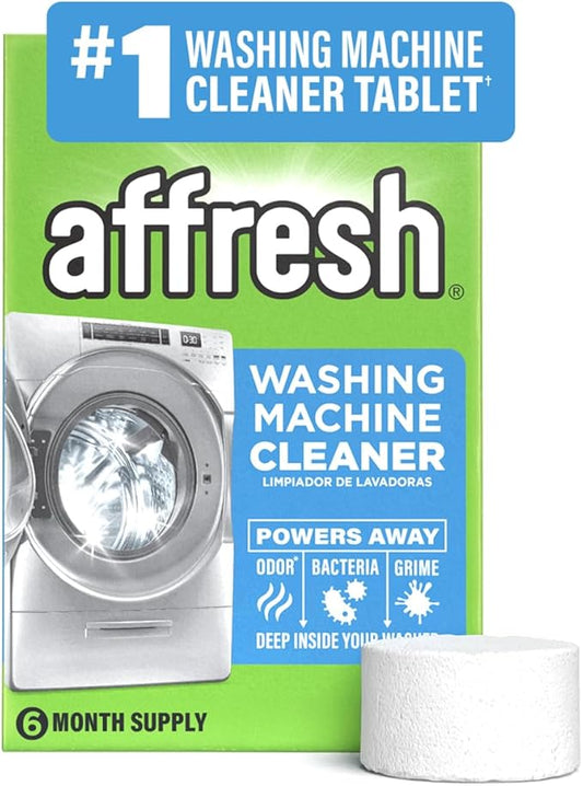 Affresh Washing Machine Cleaner, Helps Power Away Odor Causing Bacteria & Grime Deep Inside Pump, Valve & Hoses, 6 Time Release Tablets, 6 Month Supply
