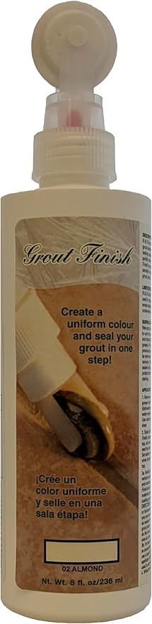 Kit - The Professional's Choice - Color and Seal Grout - Prevents Stains and Creates Easy to Clean Grout - 8oz Bottle, Wheel applicator, Brush applicator, and Scrub pad (Almond)