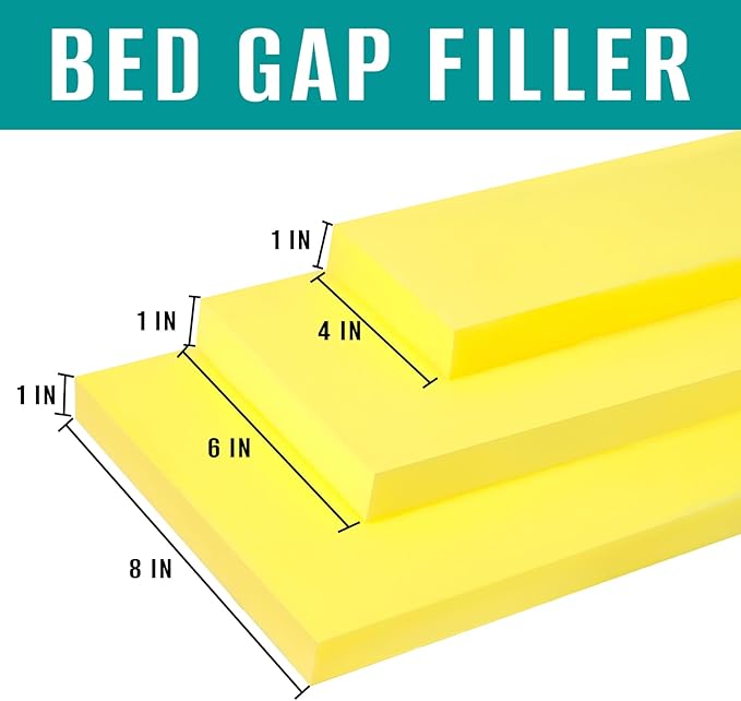 Bed Gap Filler, High Density Foam Mattress Extender for Headboard/Wall Gaps,2-Meter Extra Long Cut-to-Fit Yellow Foam Sponge Strip (78''x6''x1'')