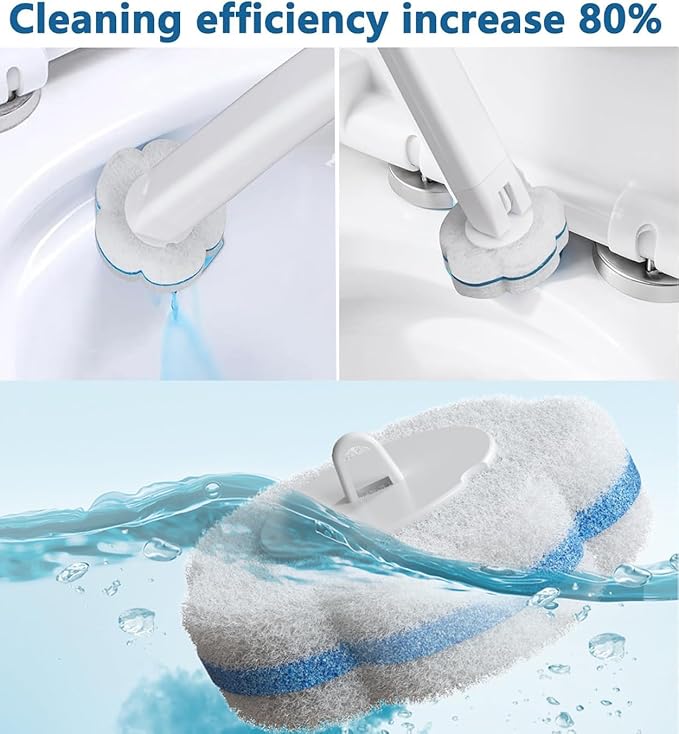 Disposable Toilet Brush and Holder Set with 48 PCS Refills, Deep Cleaning Toilet Bowl Cleaner Wands for Toilet Bowl, Sink, Toilet Cleaning System Starter Kit