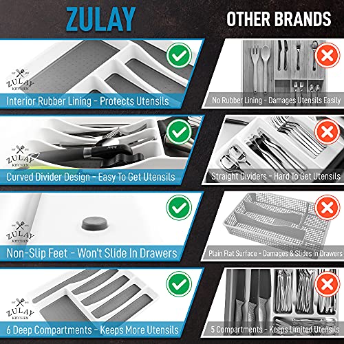Zulay Kitchen Silverware Organizer Tray - 6-Compartment Non Slip - Image 8