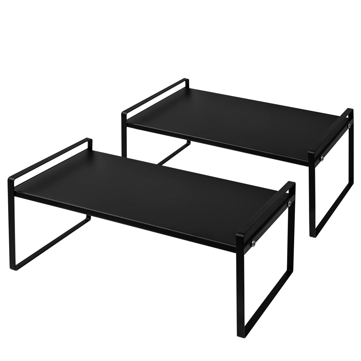 Nxconsu Stackable Cabinet Shelf Organizer 2 Pack, Standard Black - Image 1