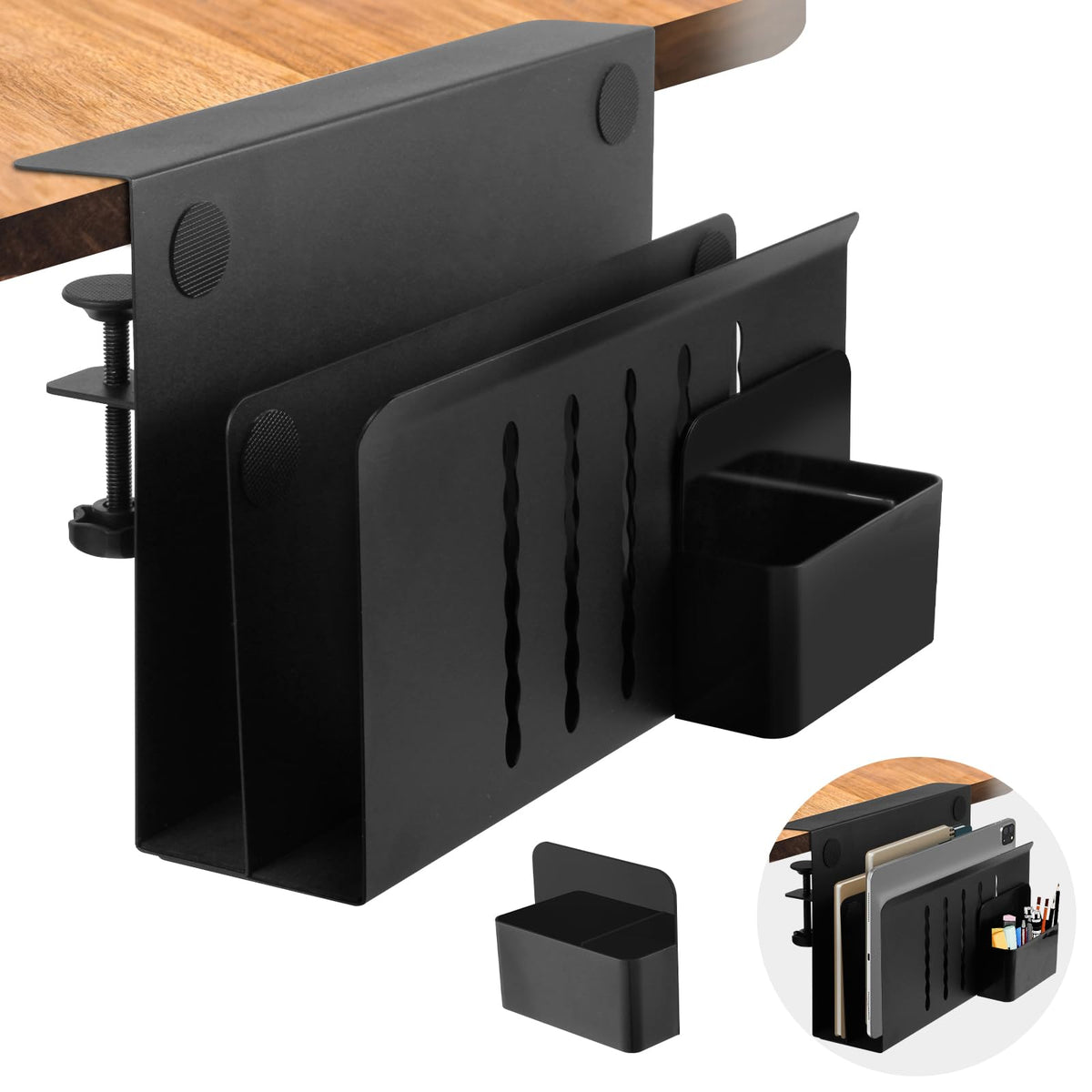 Desk Side Storage, 2 Tier Steel Hanging Organizer - Image 1