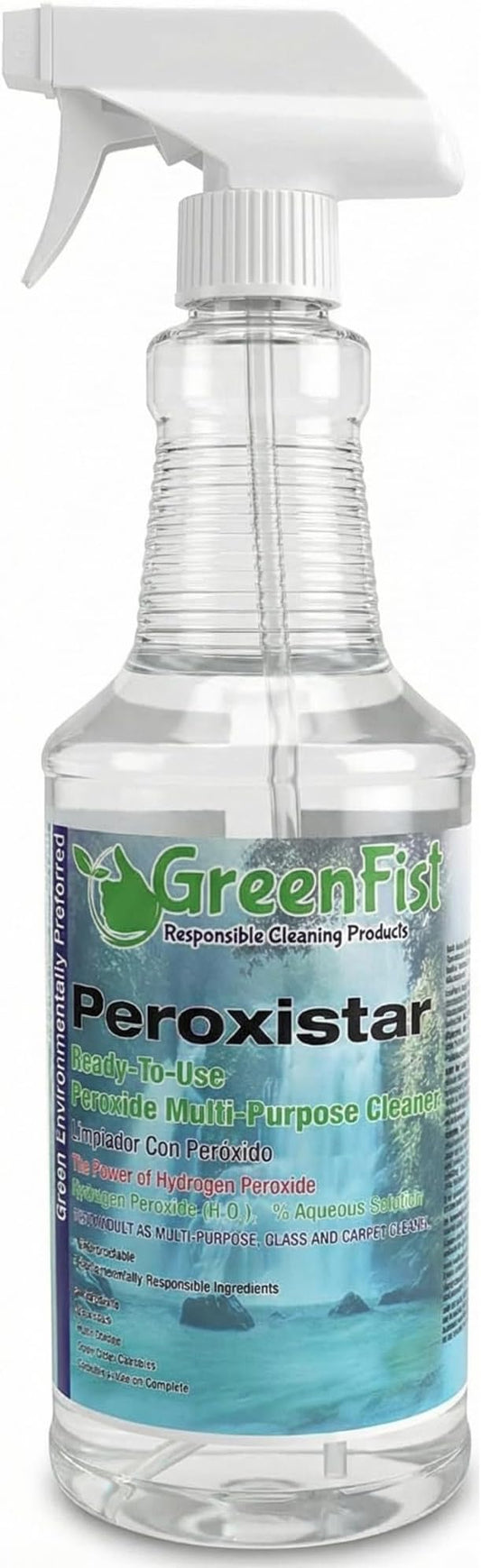 GreenFist Hydrogen Peroxide All Purpose Surface (Glass, Carpet,Stain Remover) Cleaner (1 Quart, 32 oz Spray)