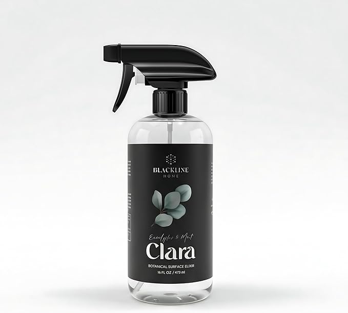 Blackline Home Clara — Plant-Based Surface Cleaner — 16 fl oz | Streak-Free, Biodegradable, Clarifying Botanical Scent for Kitchen & Bathroom (Eucalyptus Mist)