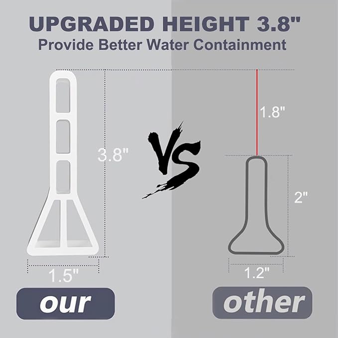 3.8" High Shower Threshold Water Dam Barrier, 2025 Upgraded 67" Collapsible Shower Water Blocker, Guard for Walk in Shower, Water Guard Stopper for Floor, Shower Door Water Blocker