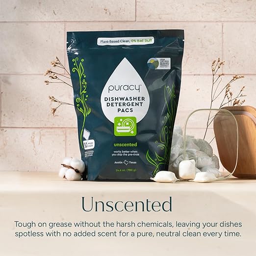 Puracy Dishwasher Pods, Dishwasher Detergent, Free & Clear Dish tabs - Enzyme-Powered, Spot & Residue Free - TikTok Trend Items, Must Haves from TikTok Made Me Buy It (Free & Clear, 50 Count)