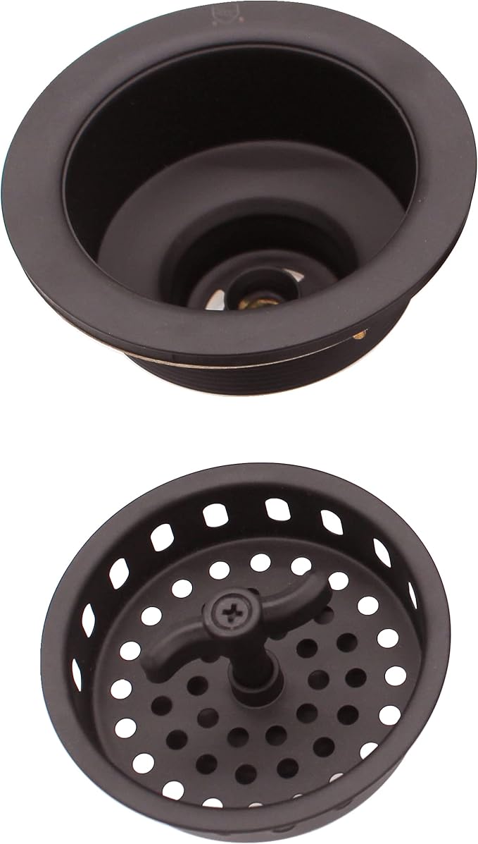 Westbrass D2155-12 Wing Nut Style Large Kitchen Basket Strainer with Waste Disposal Flange and Stopper, Oil Rubbed Bronze