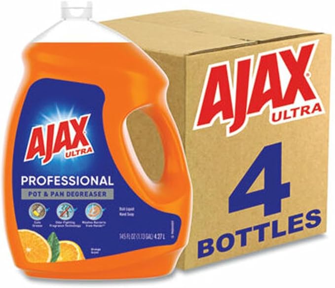 Colgate Ajax Ultra Professional Antibacterial Pot & Pan Dish Soap, Orange Scent, 145 fl. oz. (1.13 gal.), 4/Pack (61034313CT)