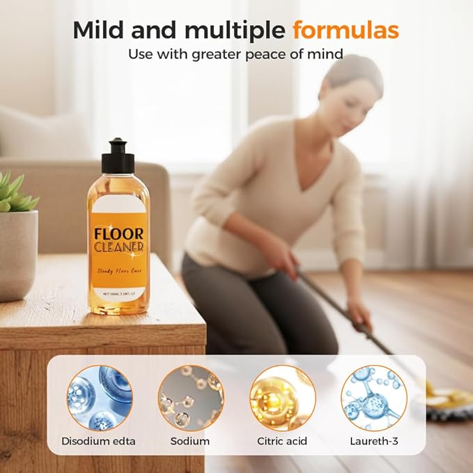 Hardwood Floor Cleaner, 2026 New Household Hardwood FloorCleaner for Mopping Home, Bathroom, Kitchen,Wood Floor Cleaners for Mopping Wood, Tile, Marble (2PC)