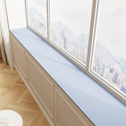 Window Sill Cushion Pad - Narrow Adjustable & Waterproof Window Seat Mat for Bay Windows, Absorbent Dust-Proof Liner with Non-Slip Backing,Cut-to-Fit (Blue, 39''x4'')
