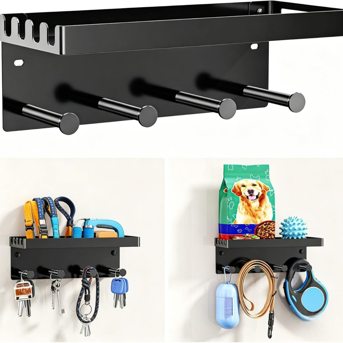 YWHWXB No Drill Dog Leash Holder Wall Mount, Pet Hooks & - Image 1