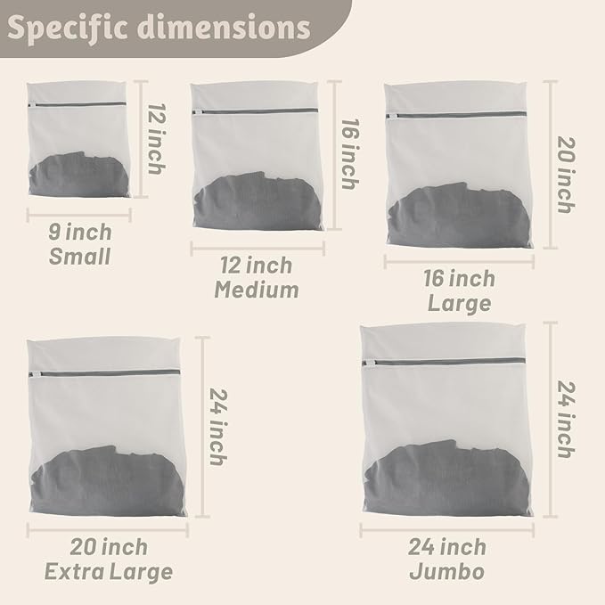 3 Pcs Premium Fine Mesh Laundry Bags, 3 Jumbo 24 x 24 Inches Durable Laundry Wash Bags with Sturdy Zipper for Delicates, Laundry Bag for Delicates, Garment Bag for Washing Machine (3 Jumbo)
