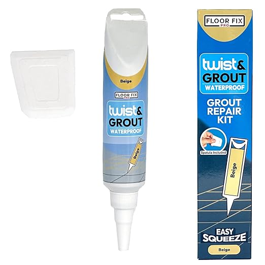 Floor-Fix Pro - Twist & Grout Repair Kit - Premixed & Waterproof Fast Tile Grout Reviver - Bathroom, Shower, Kitchen (Beige, 8.8 Fl Oz)