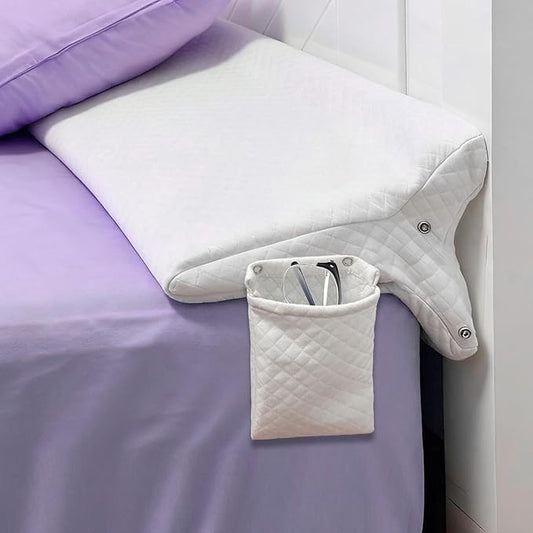 Triangle Bed Gap Filler King High Density Foam Headboard Gap Filler Pillow with 2 PCS Pockets and Removable Washable Cover, Prevent Items from Falling