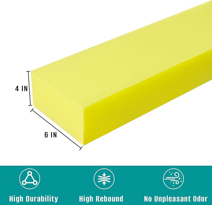Bed Gap Filler, High Density Foam Mattress Extender for Headboard/Wall Gaps,2-Meter Extra Long Cut-to-Fit Yellow Foam Sponge Strip (78''x6''x4'')