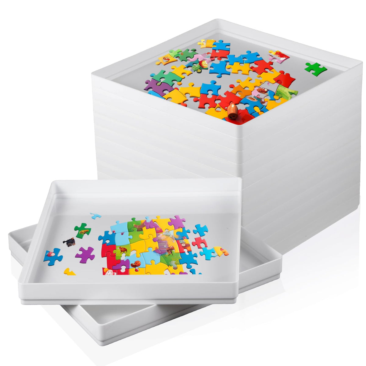 Yaomiao 12 Pcs Puzzle Sorting Trays 8 x 8 Inches Puzzle - Image 1