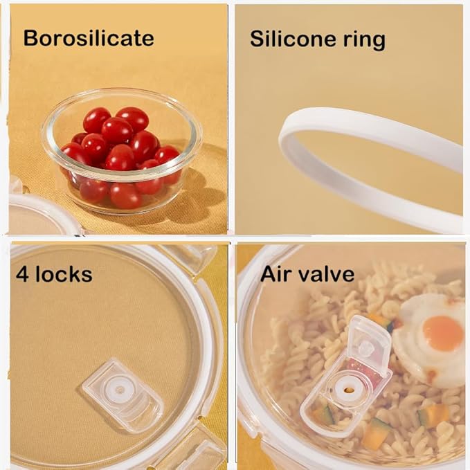 4PC Square Glass Containers With Lids (transparent)