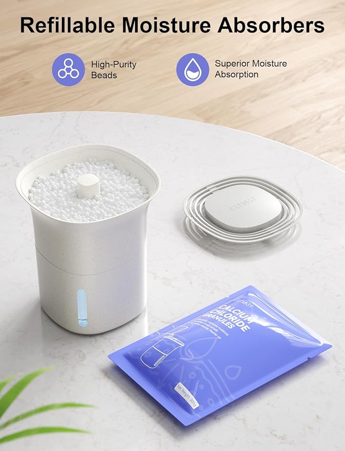 CLEVAST Refillable Moisture Absorbers Boxes - 4 Pack 12.5 oz Reusable Dehumidifier Boxes for Closets, Wardrobes & Bathrooms, Removes Excess Moisture, Dampness & Humidity