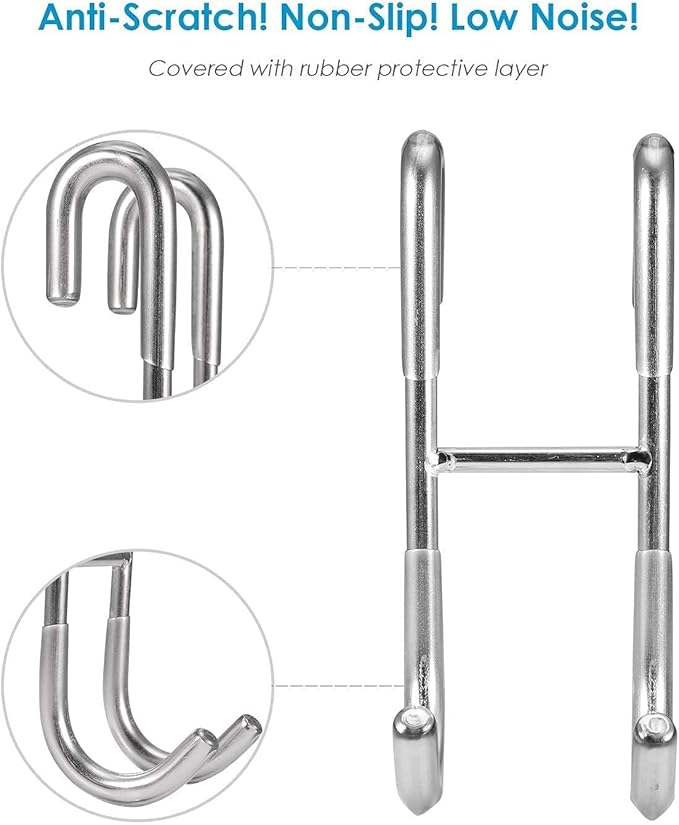 Simtive 10-Inch Shower Squeegee (Includes 1 Shower Door Hook and 1 Adhesive Hook), Shower Door Hooks (2-Pack), Both Silver, 2 Item Bundle