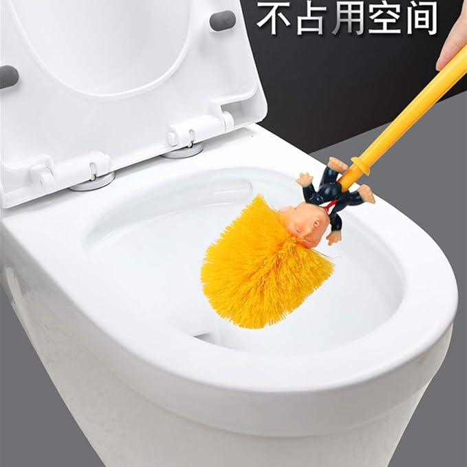 Toilet Brush and Holder Set Cleaner Make Toilet Great Again Funny Toilet Scrubber (Orange Handle)