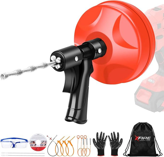 25 FT Double Mode Drain Snake Tools, 14-in-1 Drain Auger for Sink and Drain Unblocking, Plumbing Snake for Kitchen, Bathrom and Shower Sink, Drain Clog Remover for Real DYIs【Upgraded】